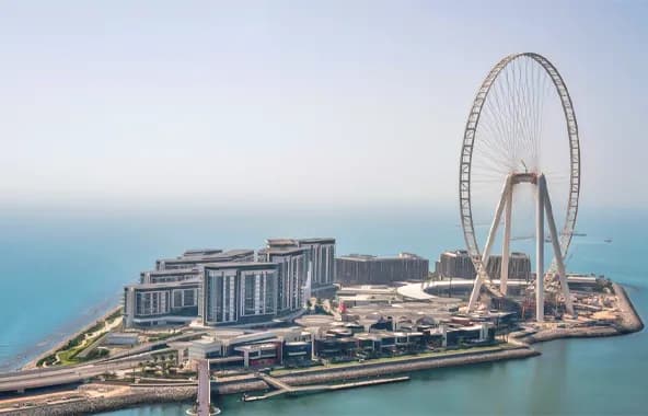 Bird's eye view of Expo City Dubai showing pavilions and landscaping